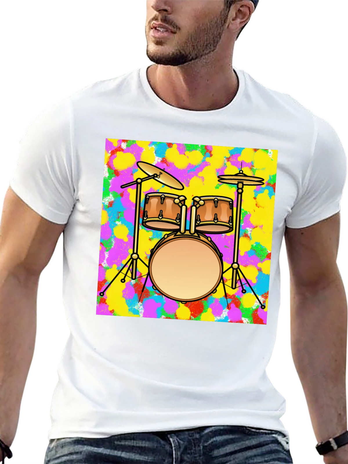Drum Set Graphic Tee - Music Lover T-Shirt