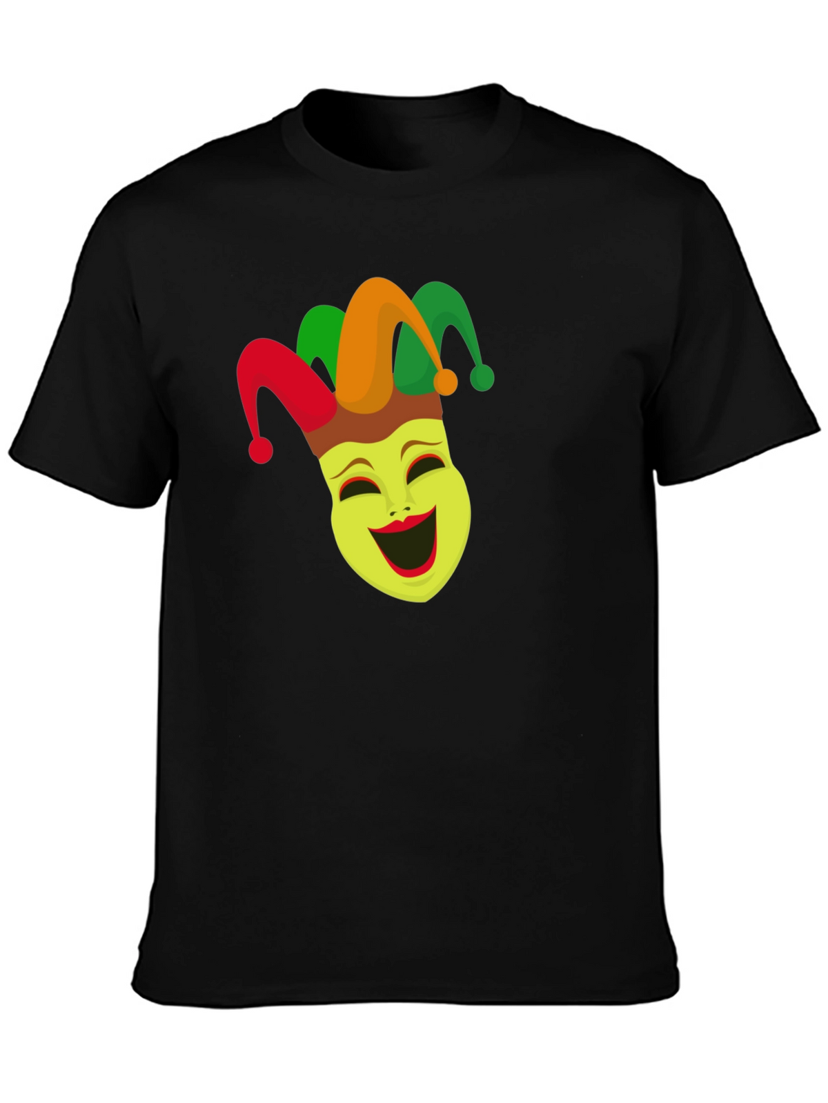 Jester Mask Graphic Tee - Black Crew Neck