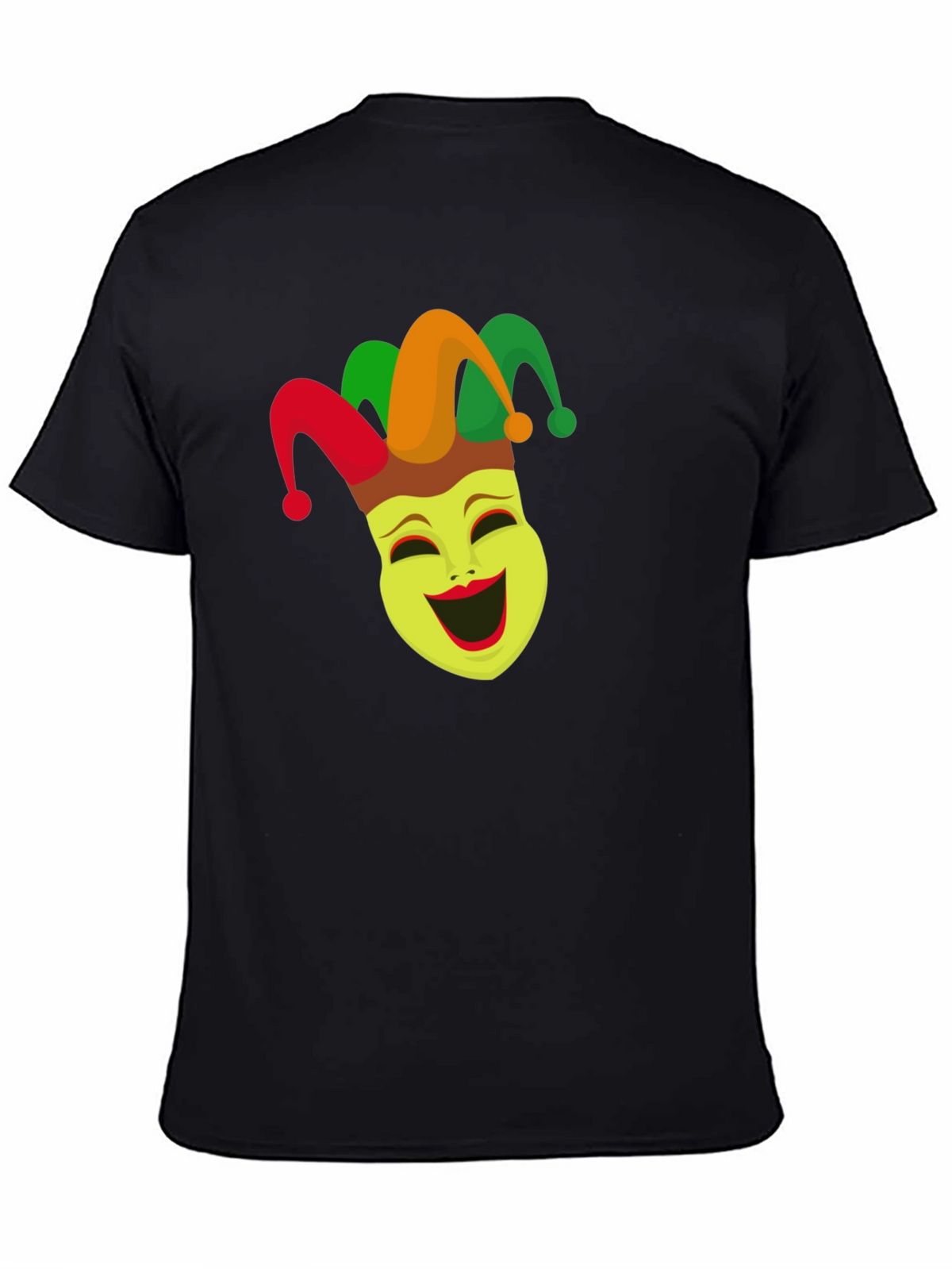 Jester Mask Graphic Tee - Black Crew Neck