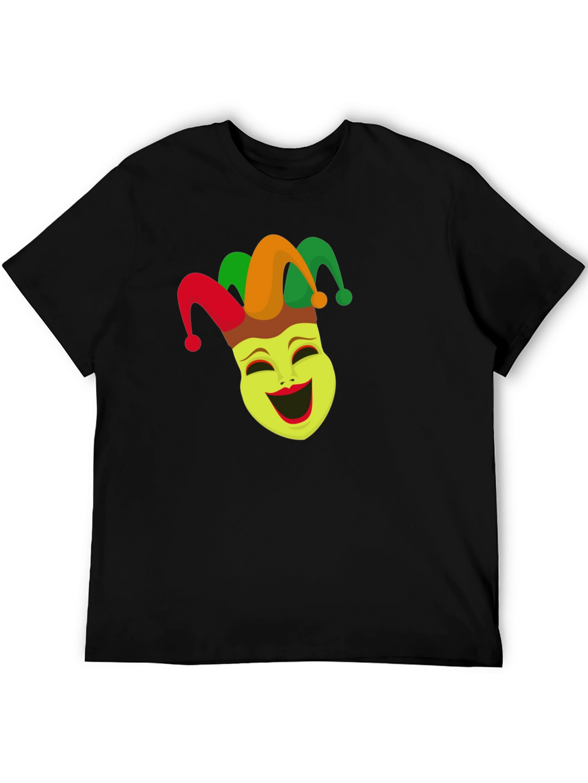 Jester Mask Graphic Tee - Black Crew Neck