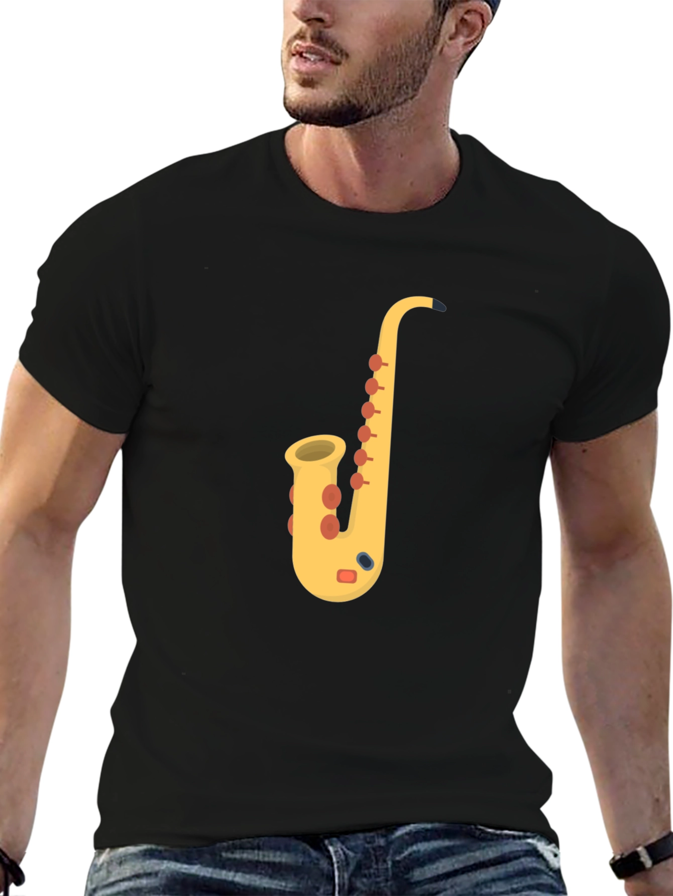 Saxophone Graphic Tee - Musicians Black T-Shirt