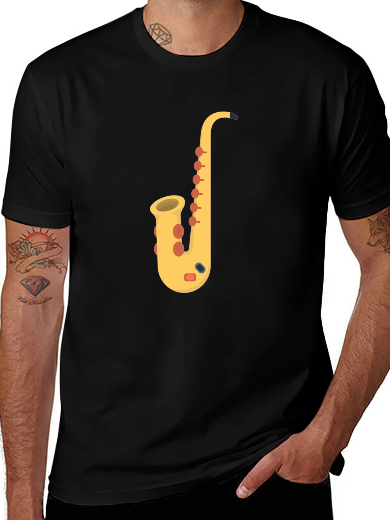 Saxophone Graphic Tee - Musicians Black T-Shirt