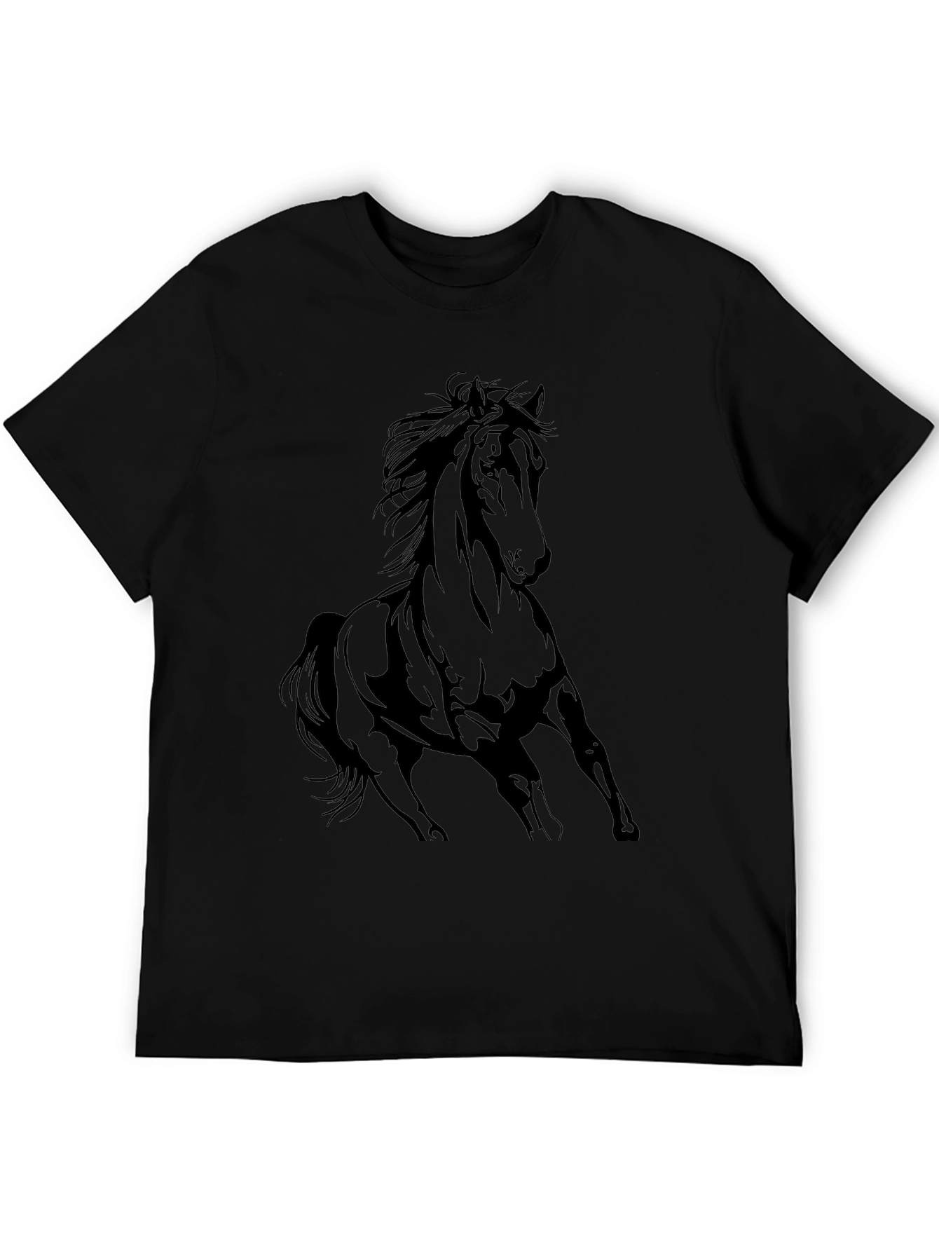 Black Horse Graphic Tee - Stylish Mens T-Shirt