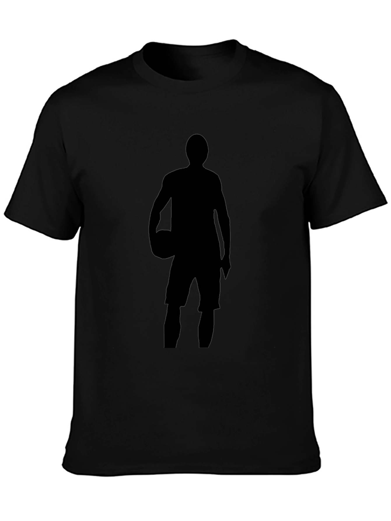 Basketball Player Silhouette Graphic Tee - Black Cotton