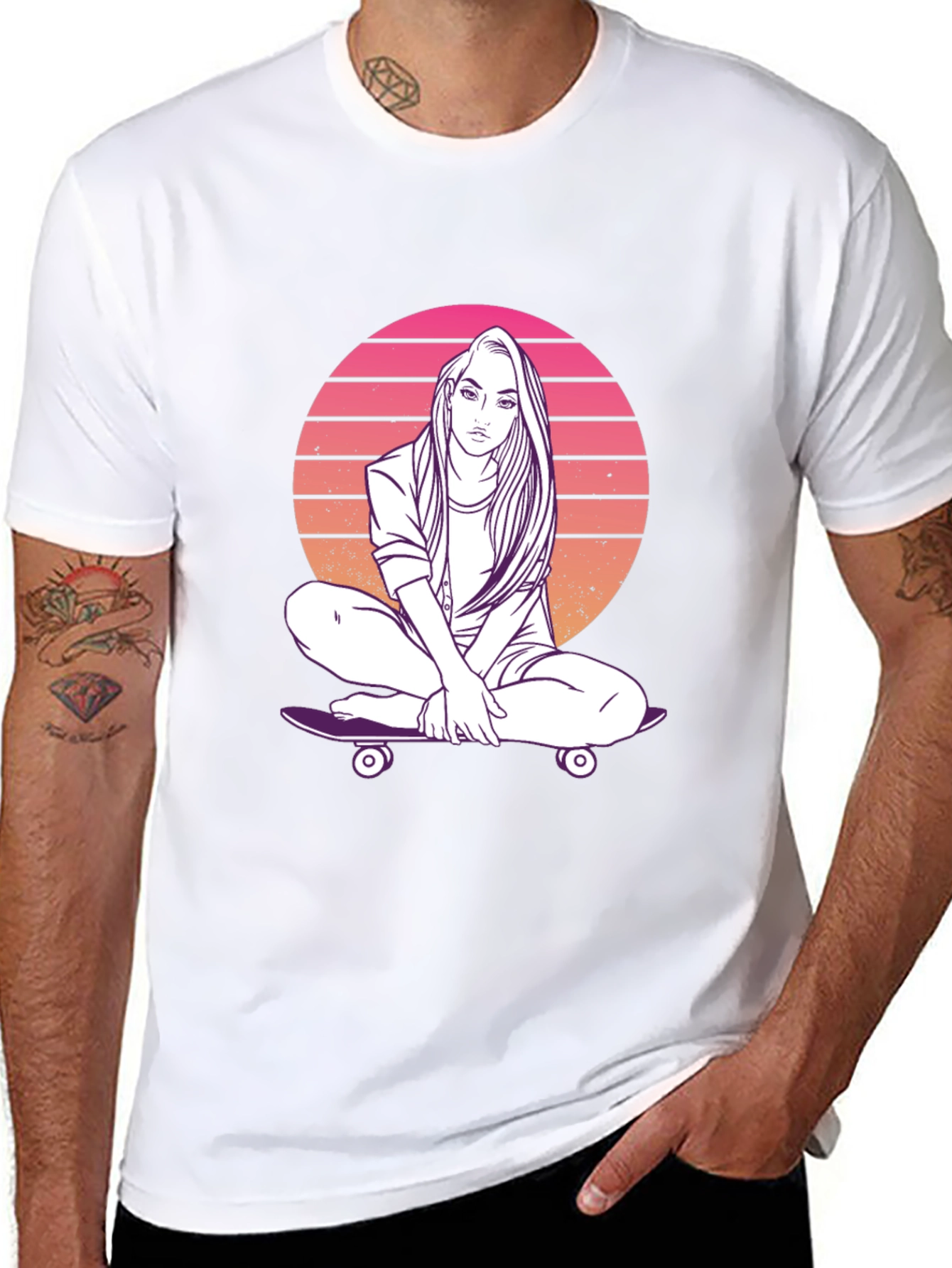 Retro Skateboard Girl T-Shirt - Cool Graphic Tee