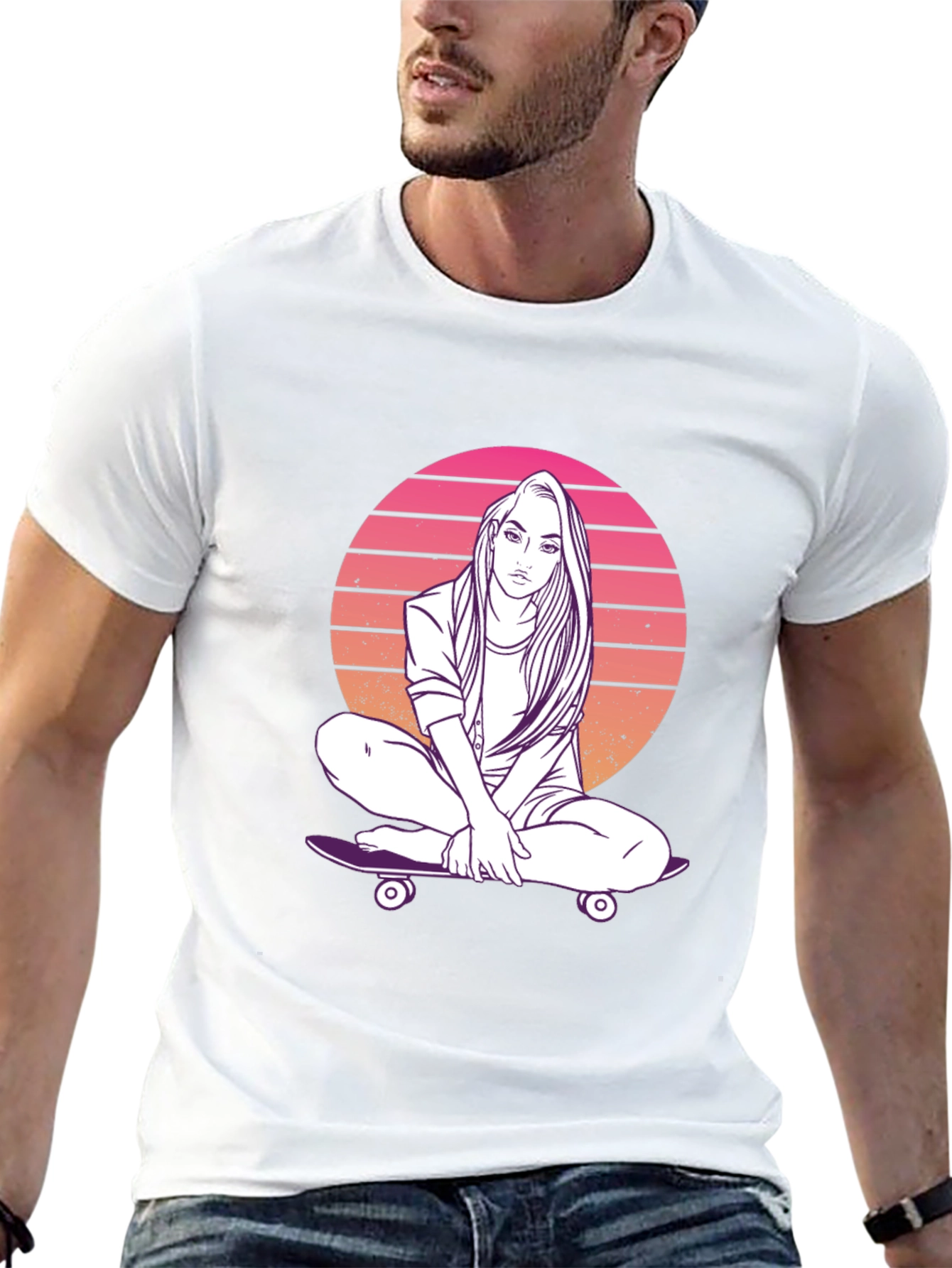 Retro Skateboard Girl T-Shirt - Cool Graphic Tee