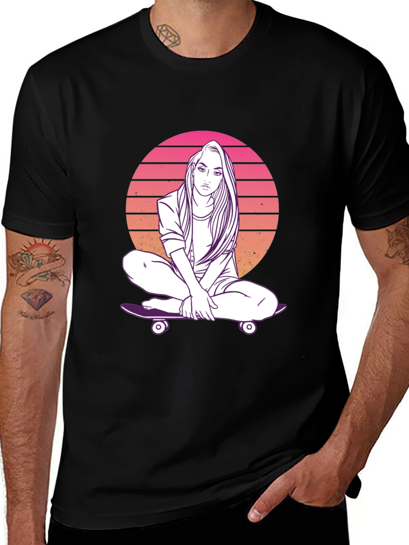 Retro Skateboard Girl T-Shirt - Cool Graphic Tee