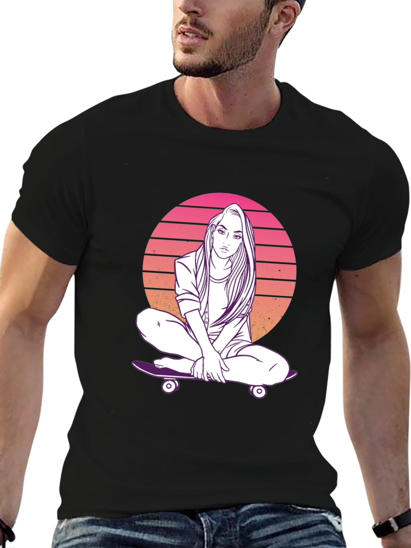 Retro Skateboard Girl T-Shirt - Cool Graphic Tee