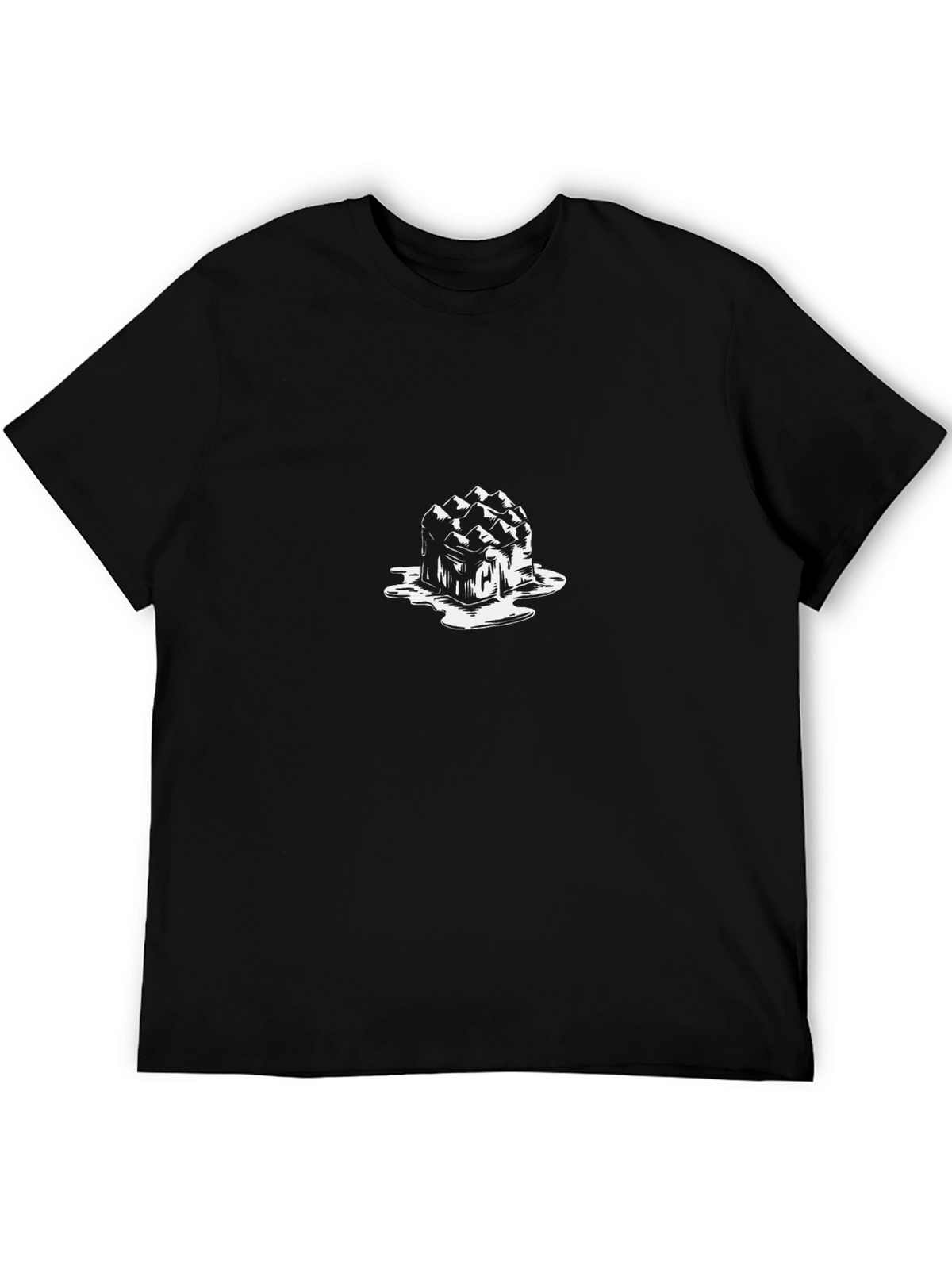Melting Ice Cube Graphic Black T-Shirt
