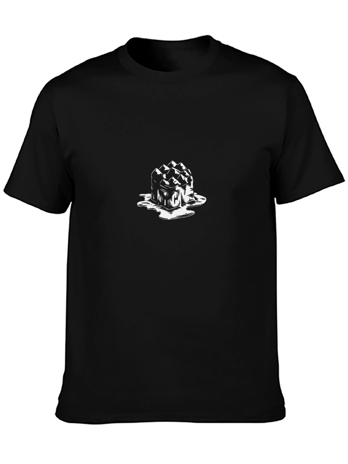 Melting Ice Cube Graphic Black T-Shirt