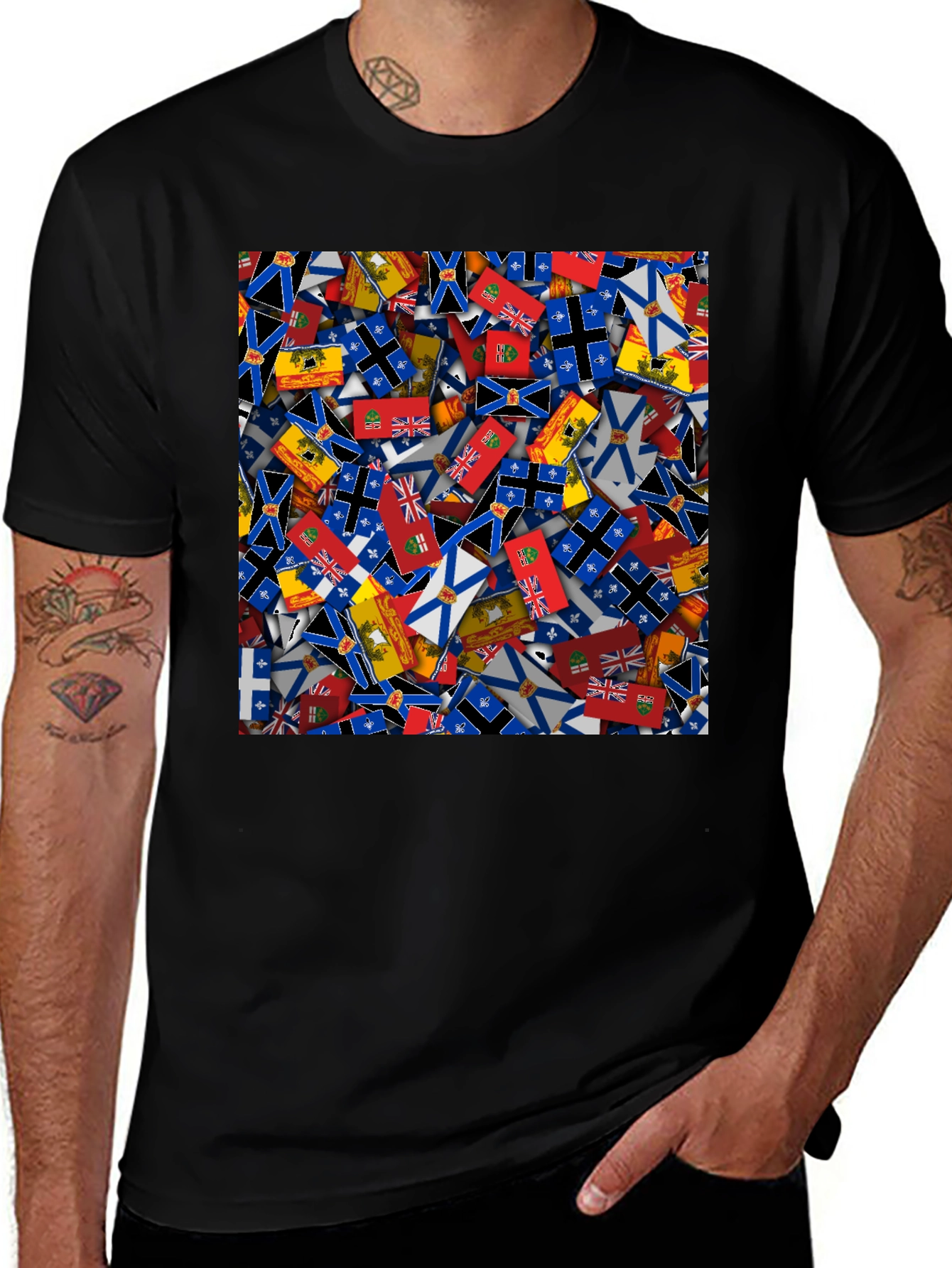 Canada Provinces Flags Graphic Tee - Black