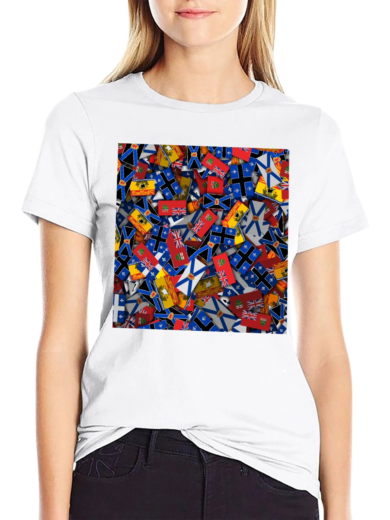 Canada Provinces Flags Graphic Tee - Black