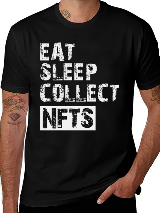 Eat Sleep Collect NFTs Black Graphic T-Shirt
