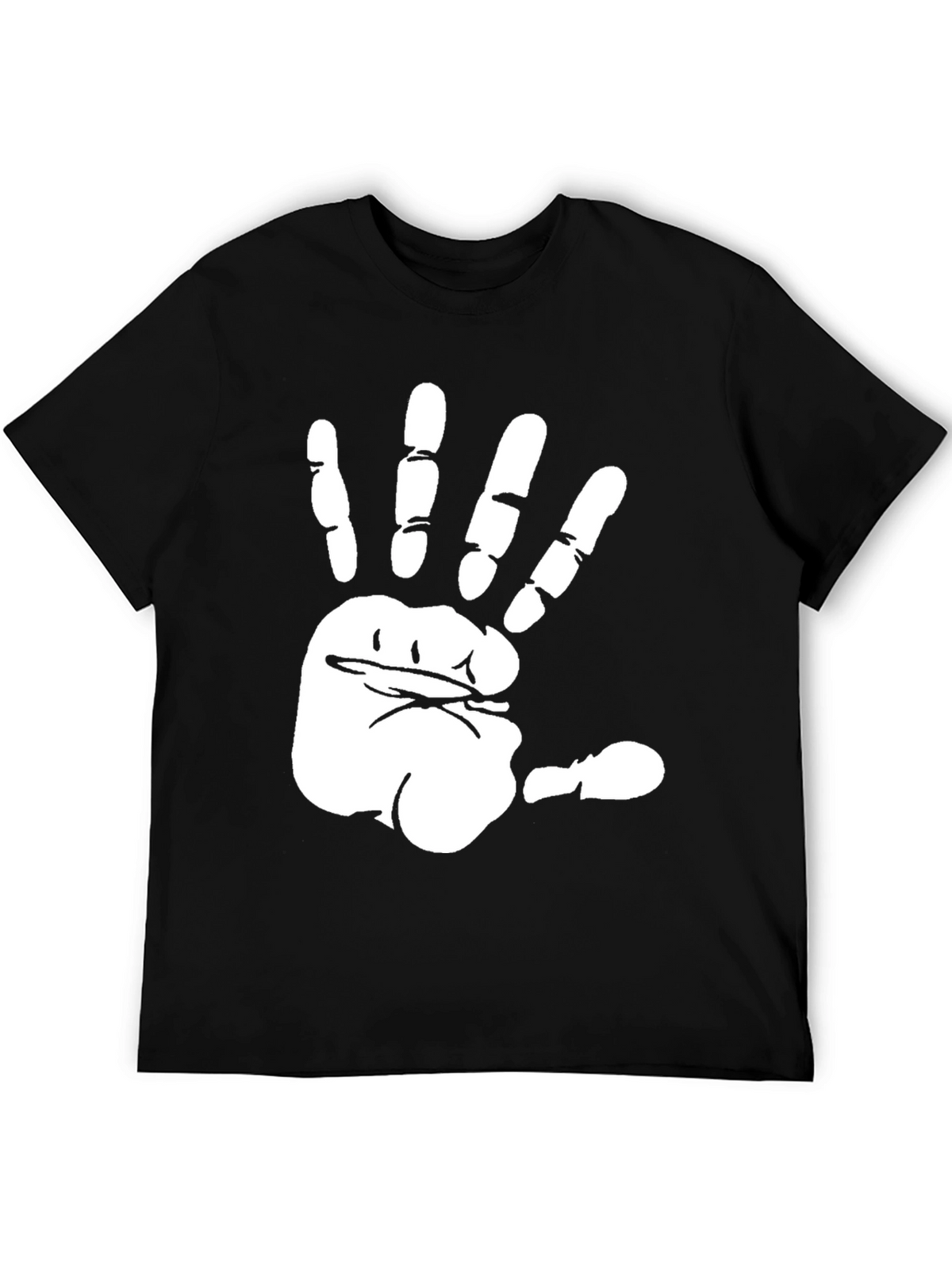 Funny Hand Print Black T-Shirt