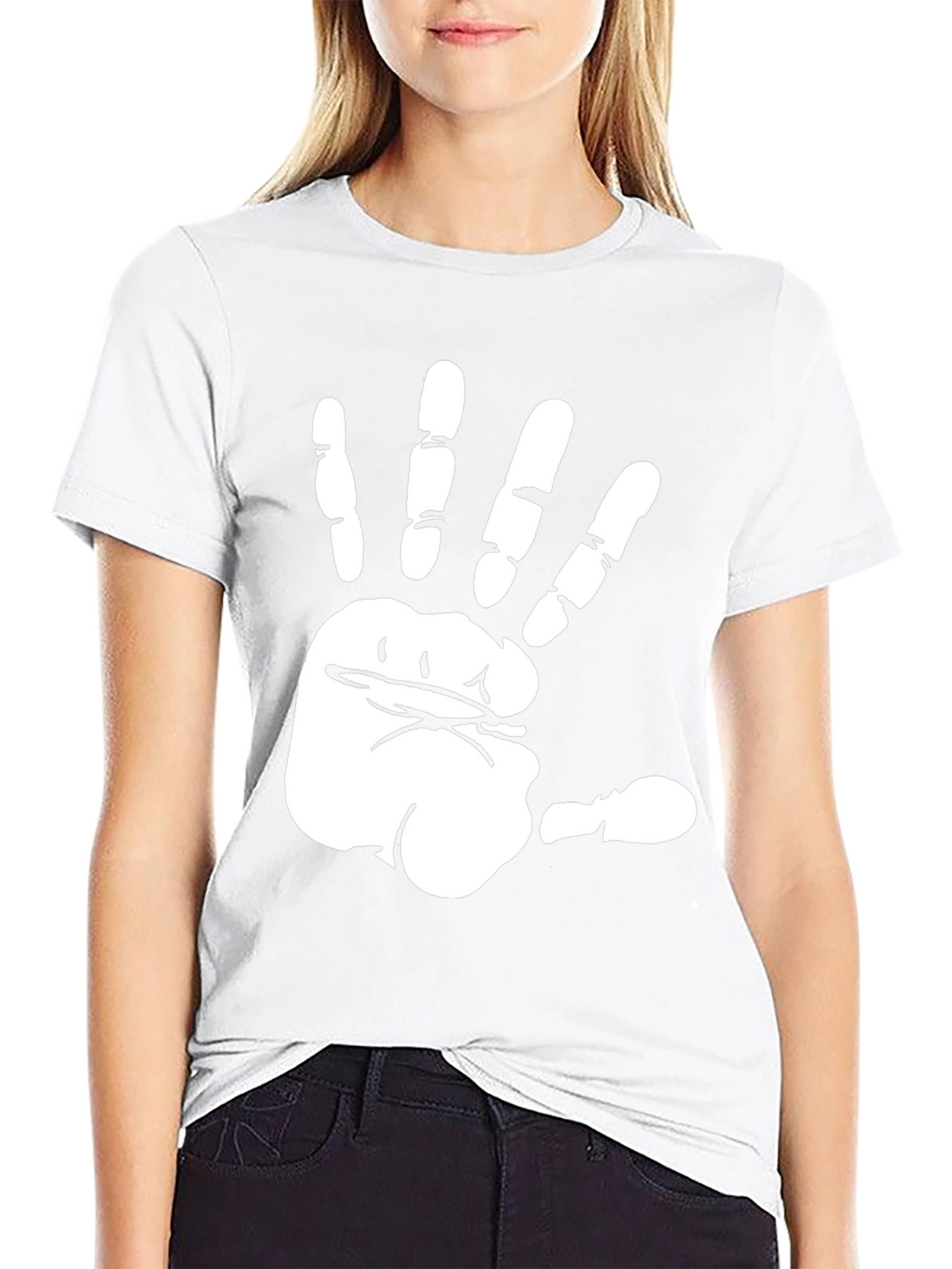 Funny Hand Print Black T-Shirt
