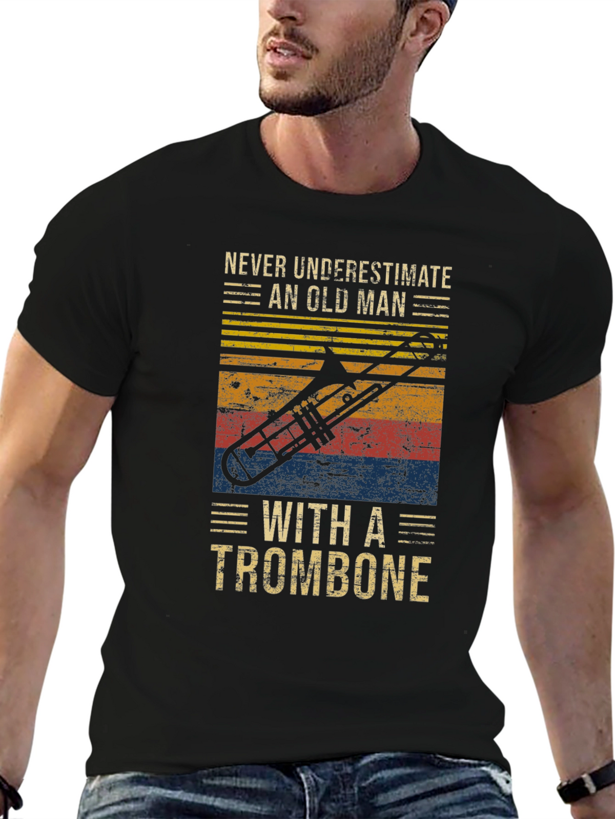 Never Underestimate Old Man Trombone T-Shirt