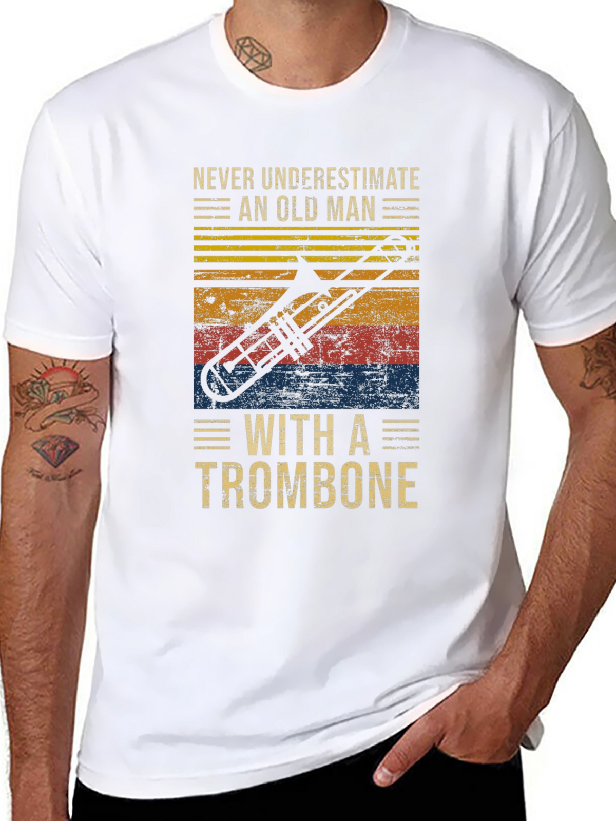 Never Underestimate Old Man Trombone T-Shirt
