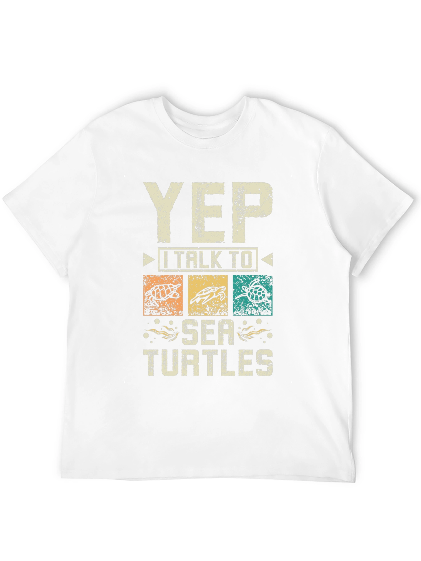 Yep I Talk to Sea Turtles Black Graphic T-Shirt