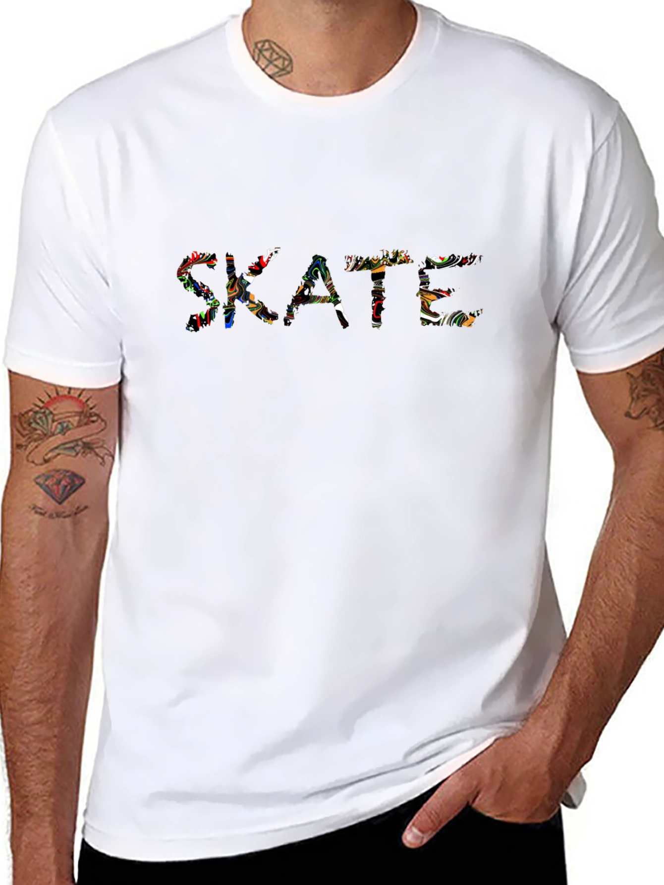 Skate Graphic Black Crew Neck T-Shirt