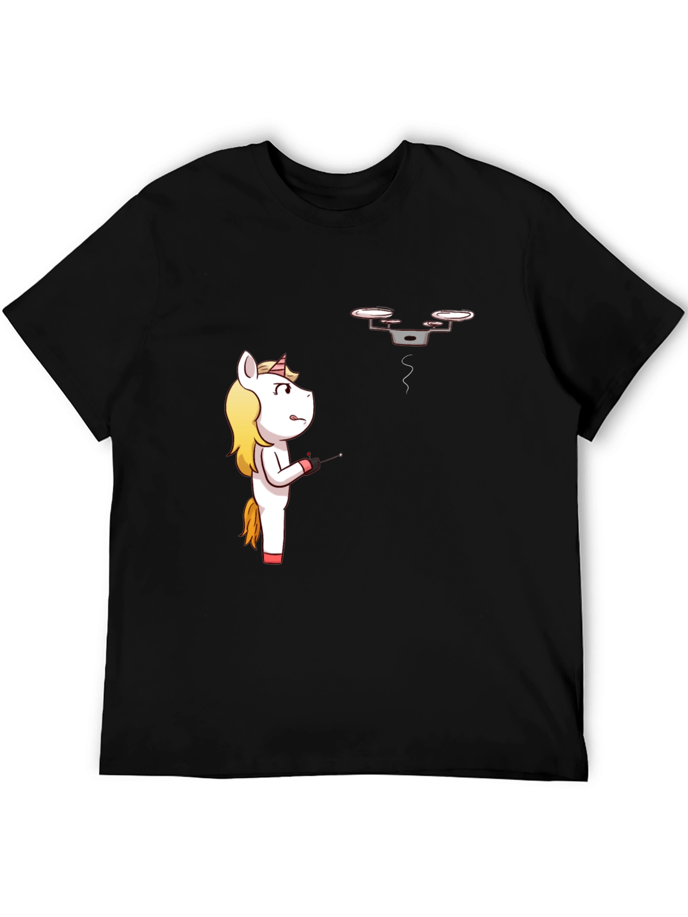 Unicorn vs. Drone Funny Graphic T-Shirt