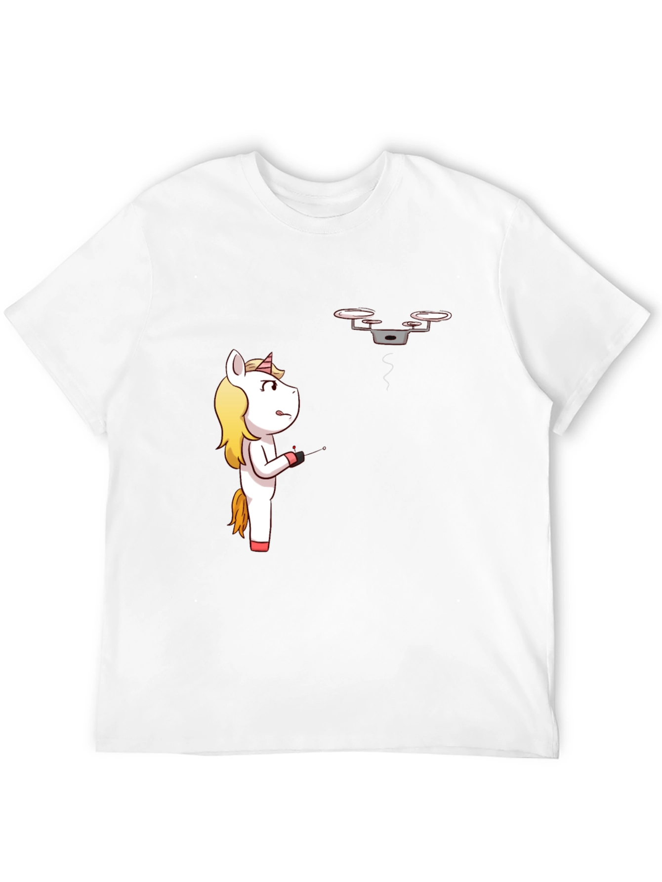 Unicorn vs. Drone Funny Graphic T-Shirt
