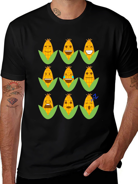 Emoji Corn Black T-Shirt - Fun Foodie Tee