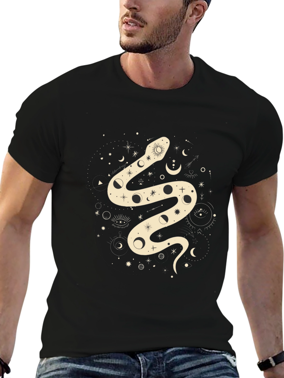 Mystic Snake Graphic Tee - Black Cotton