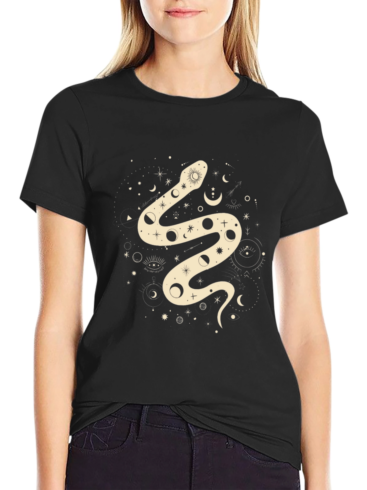 Mystic Snake Graphic Tee - Black Cotton