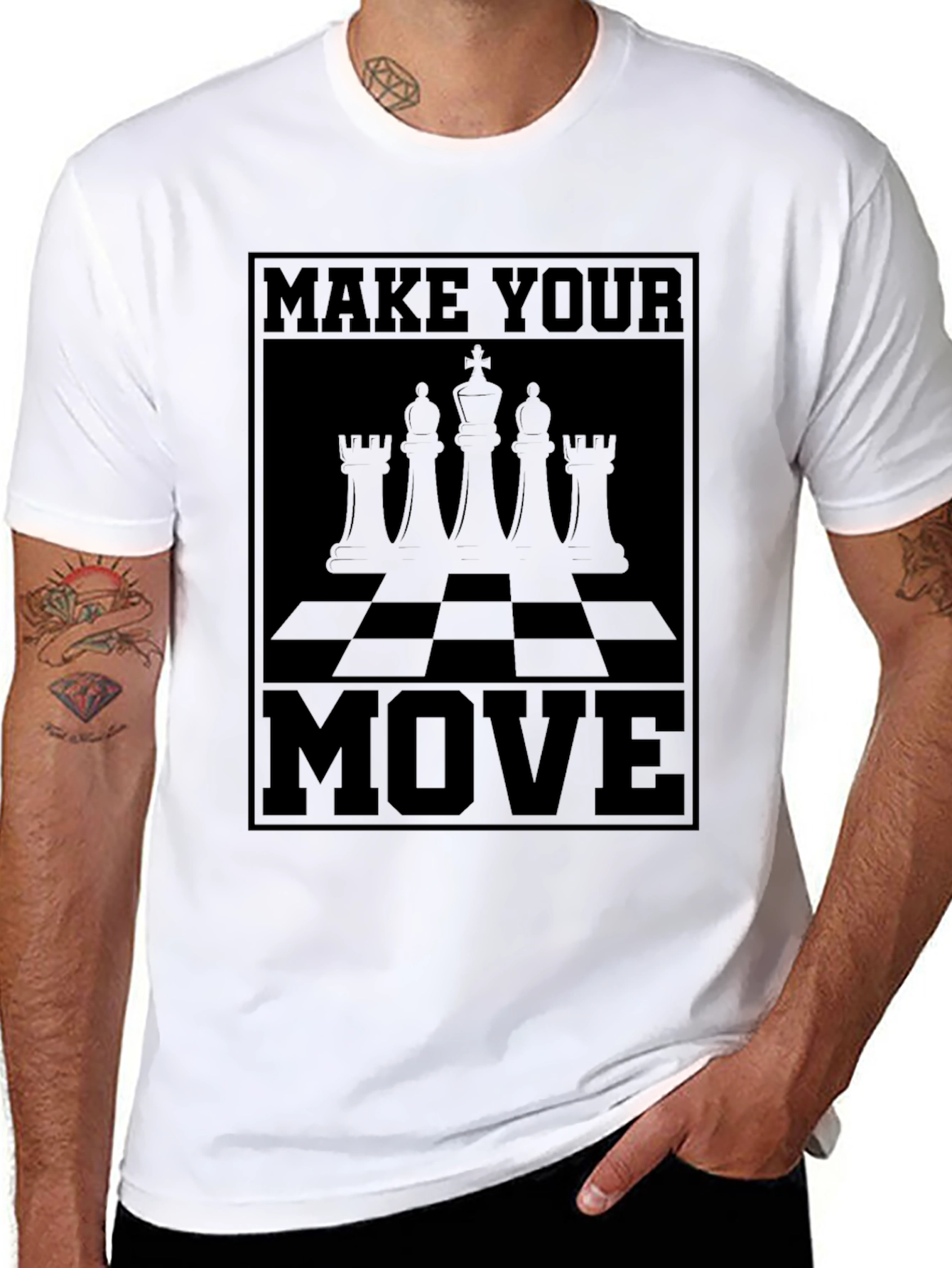 Chess Move Graphic T-Shirt - Black