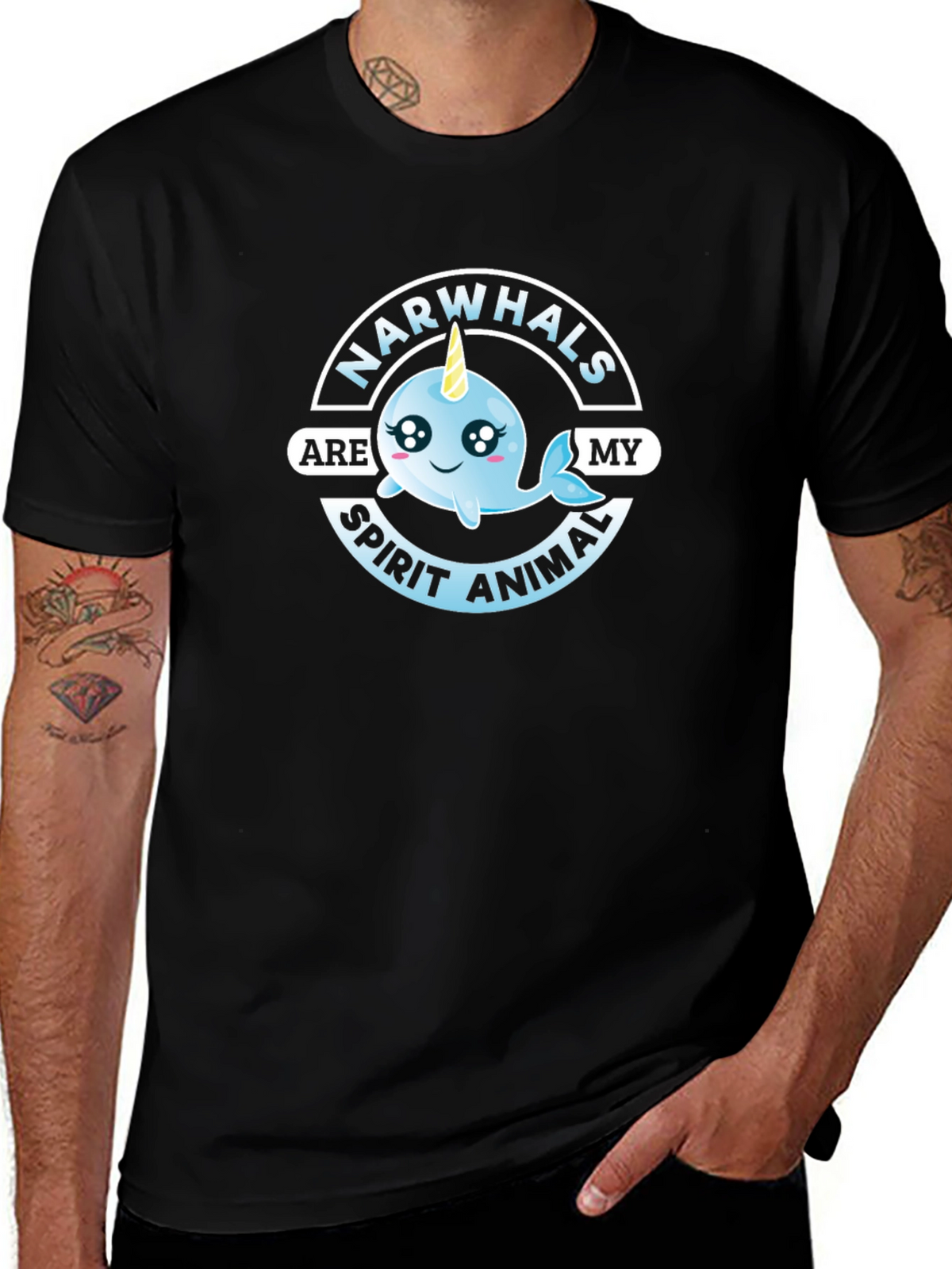 Narwhals Are My Spirit Animal Black T-Shirt