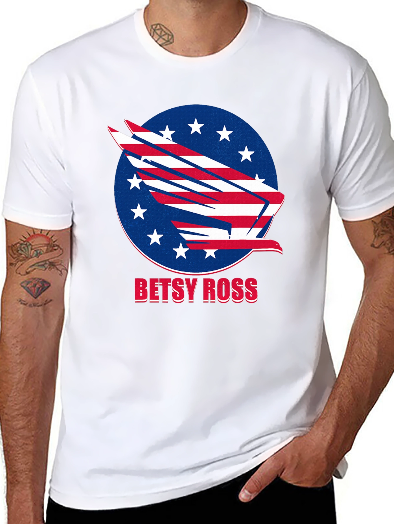 Betsy Ross American Flag Patriotic Eagle T-Shirt