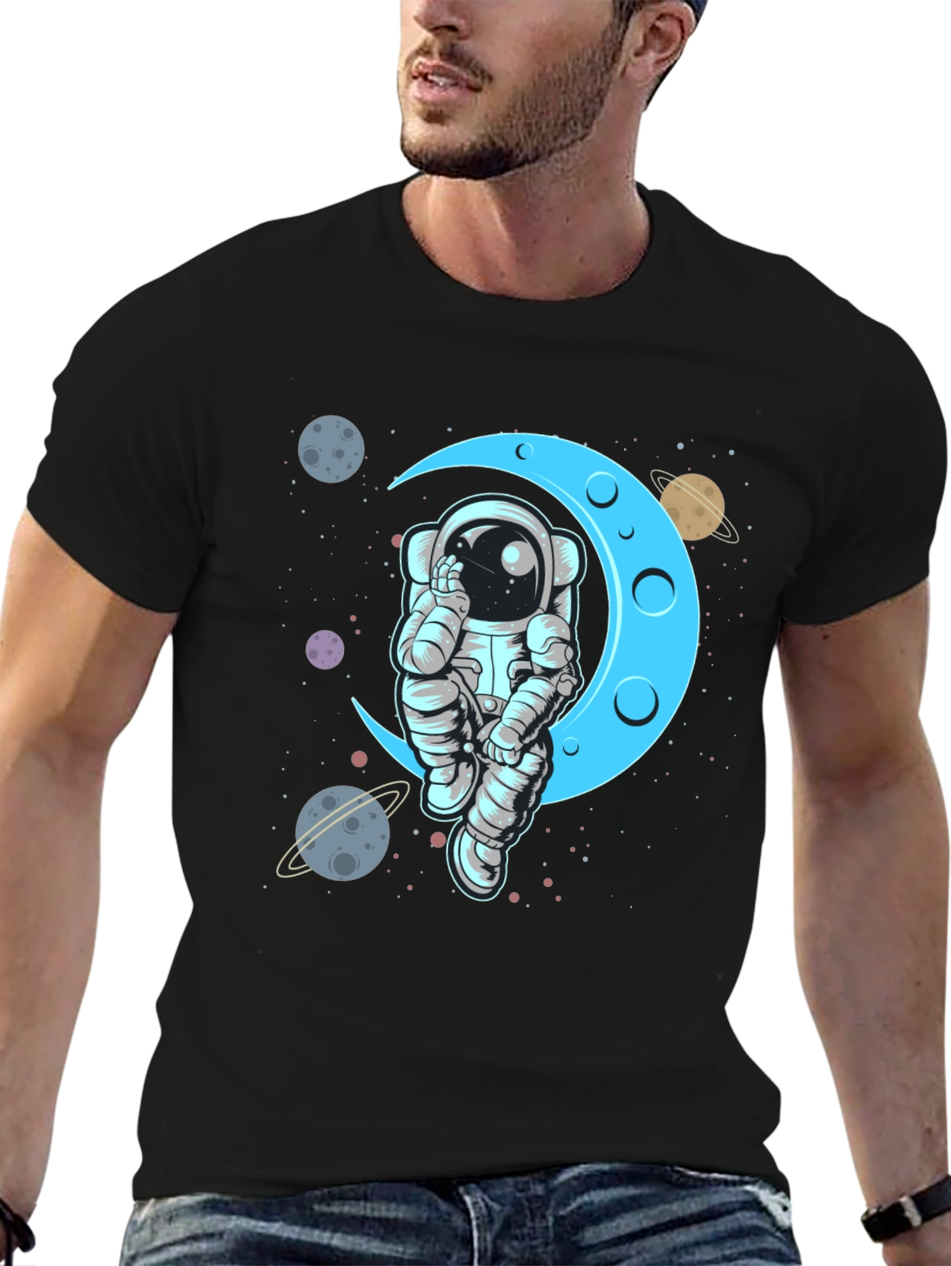 Astronaut Moon T-Shirt - Space Graphic Tee