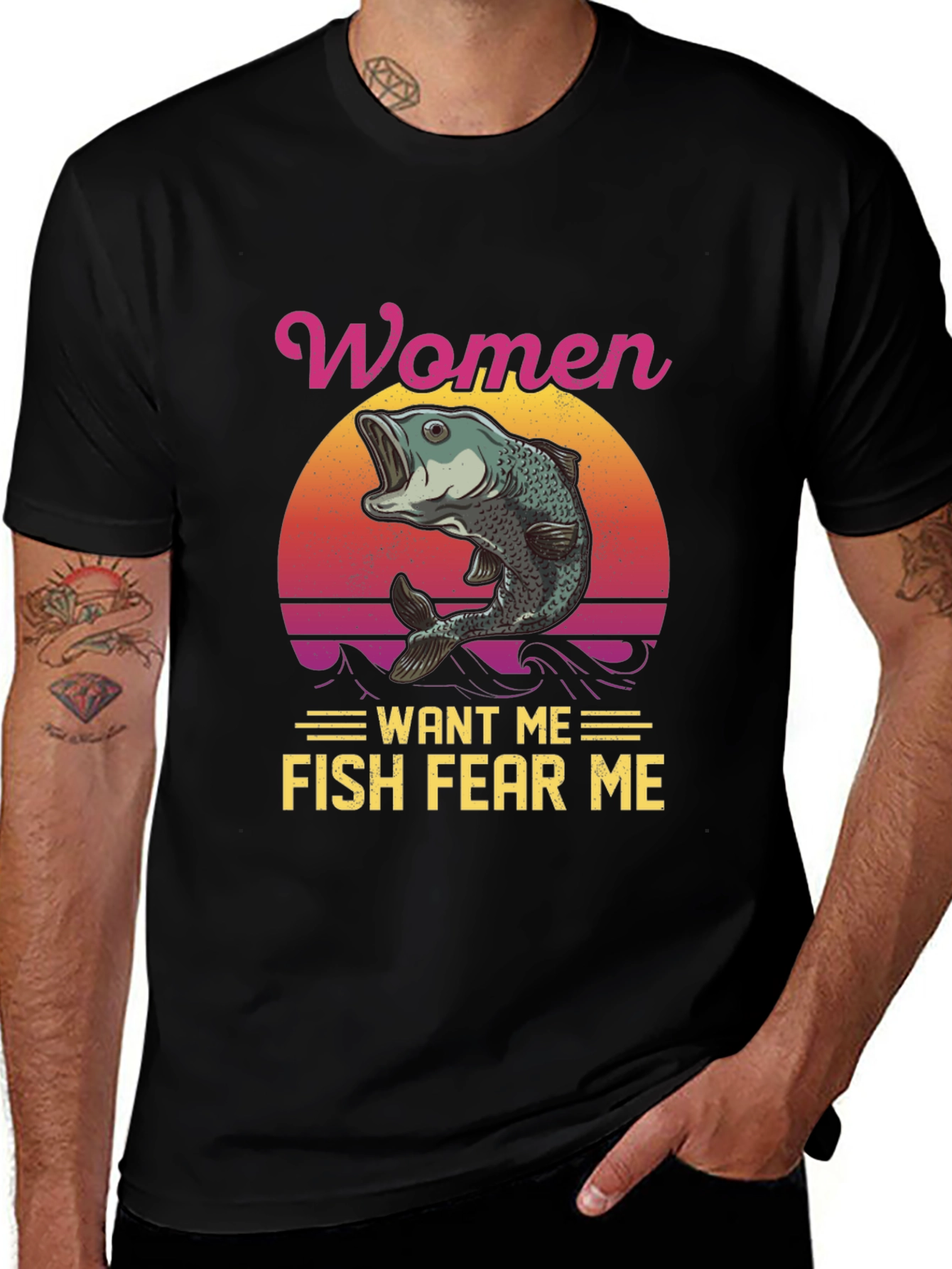 Women Want Me Fish Fear Me Graphic Tee