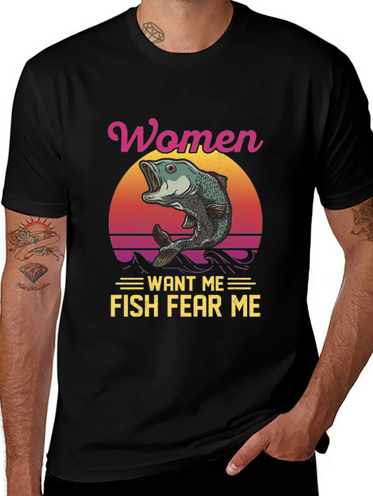 Women Want Me Fish Fear Me Graphic Tee