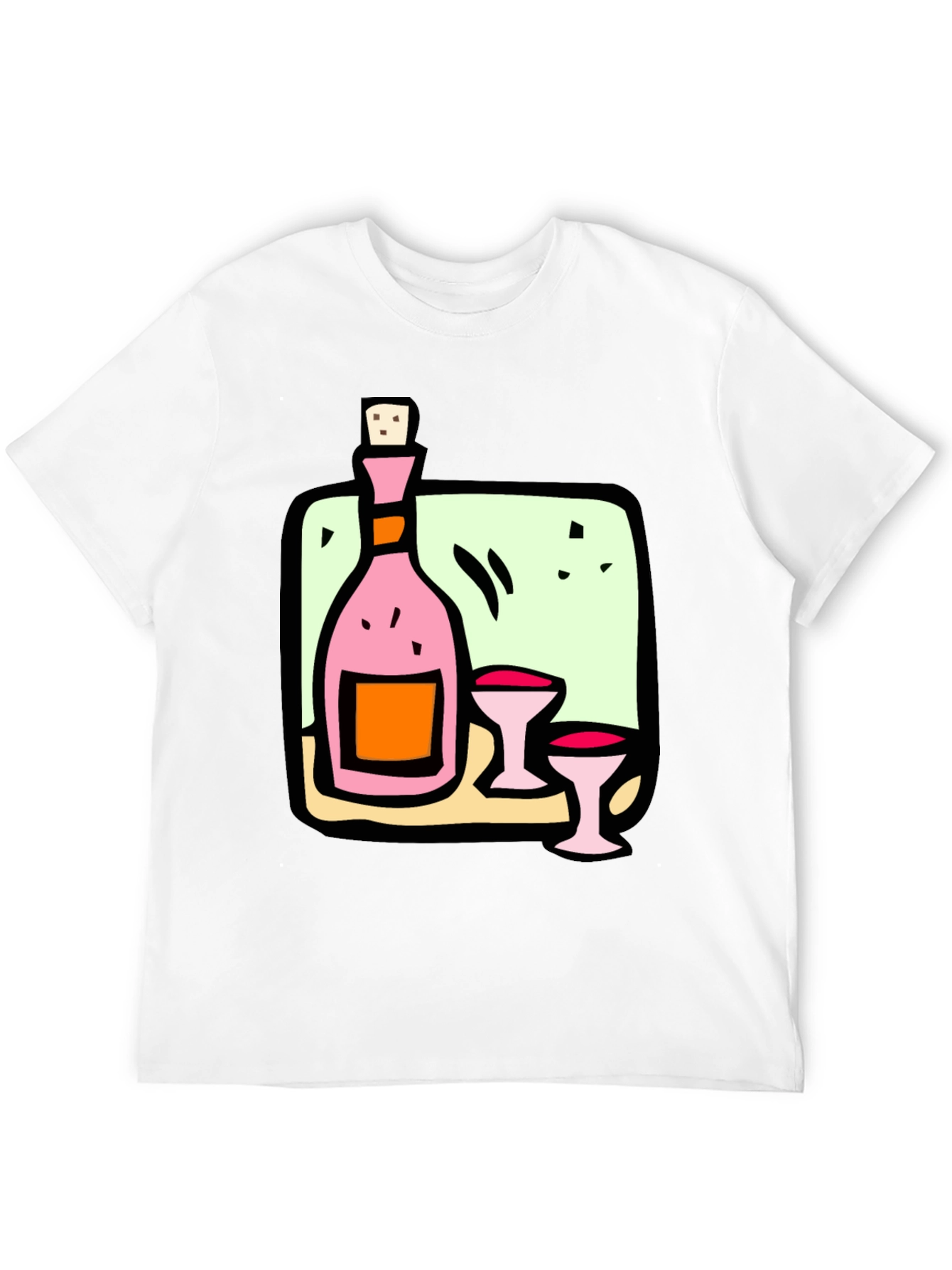 Wine Bottle and Glasses Graphic Tee