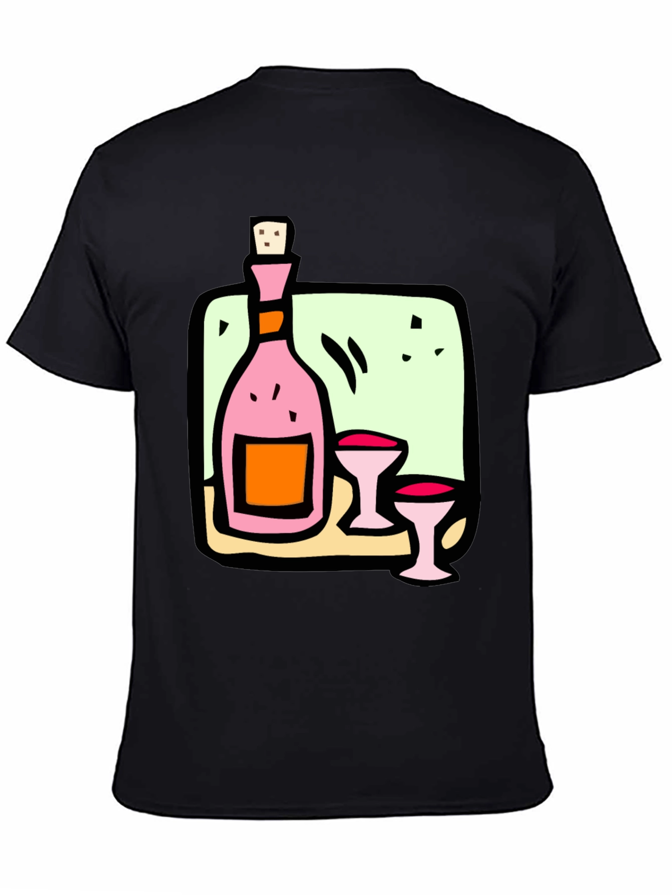 Wine Bottle and Glasses Graphic Tee