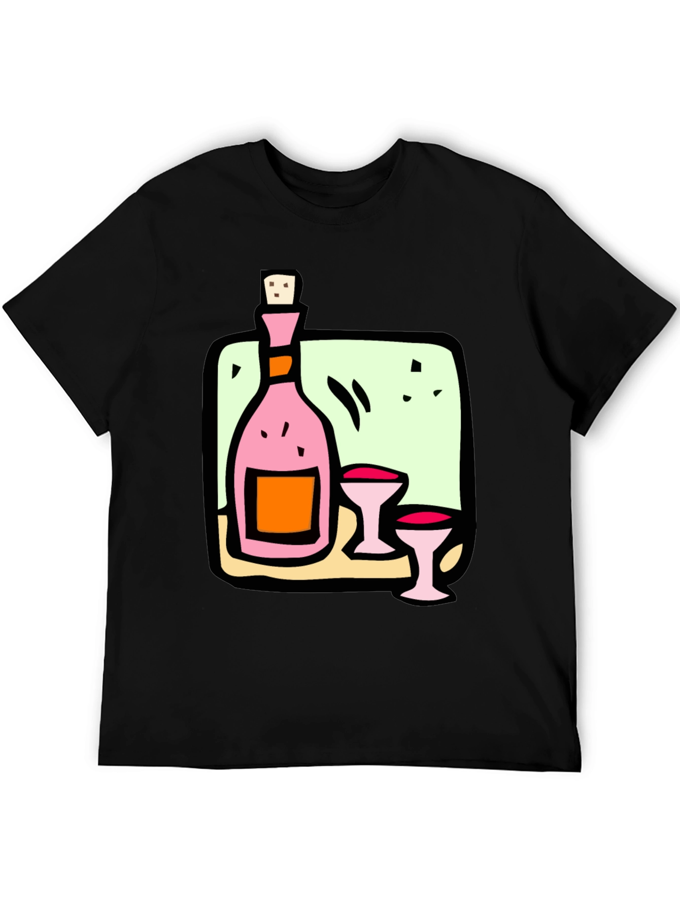 Wine Bottle and Glasses Graphic Tee