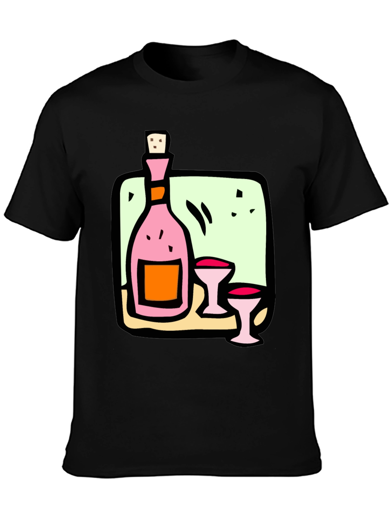 Wine Bottle and Glasses Graphic Tee