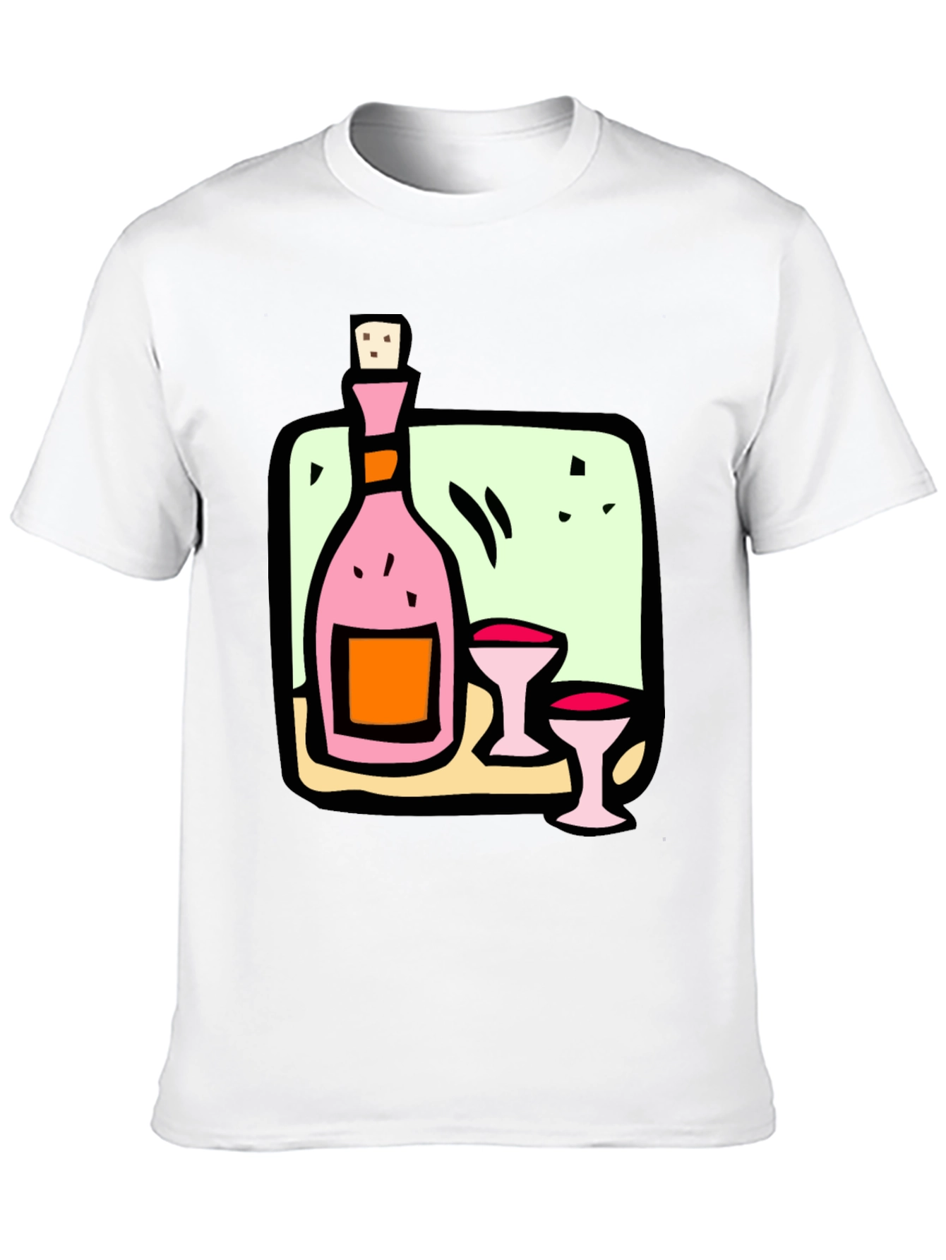 Wine Bottle and Glasses Graphic Tee
