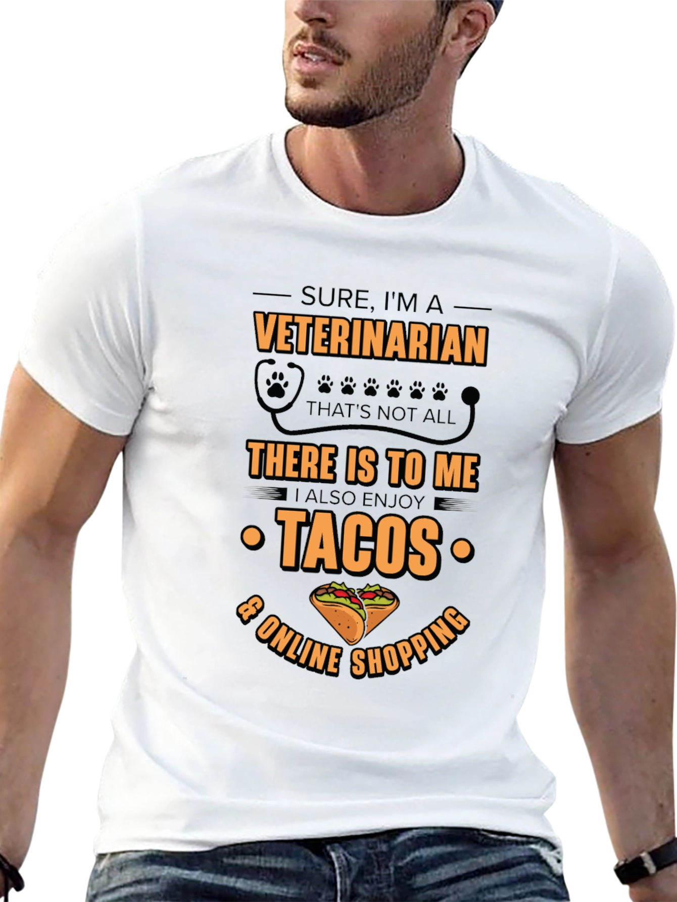 Veterinarian Tacos & Shopping Black T-Shirt