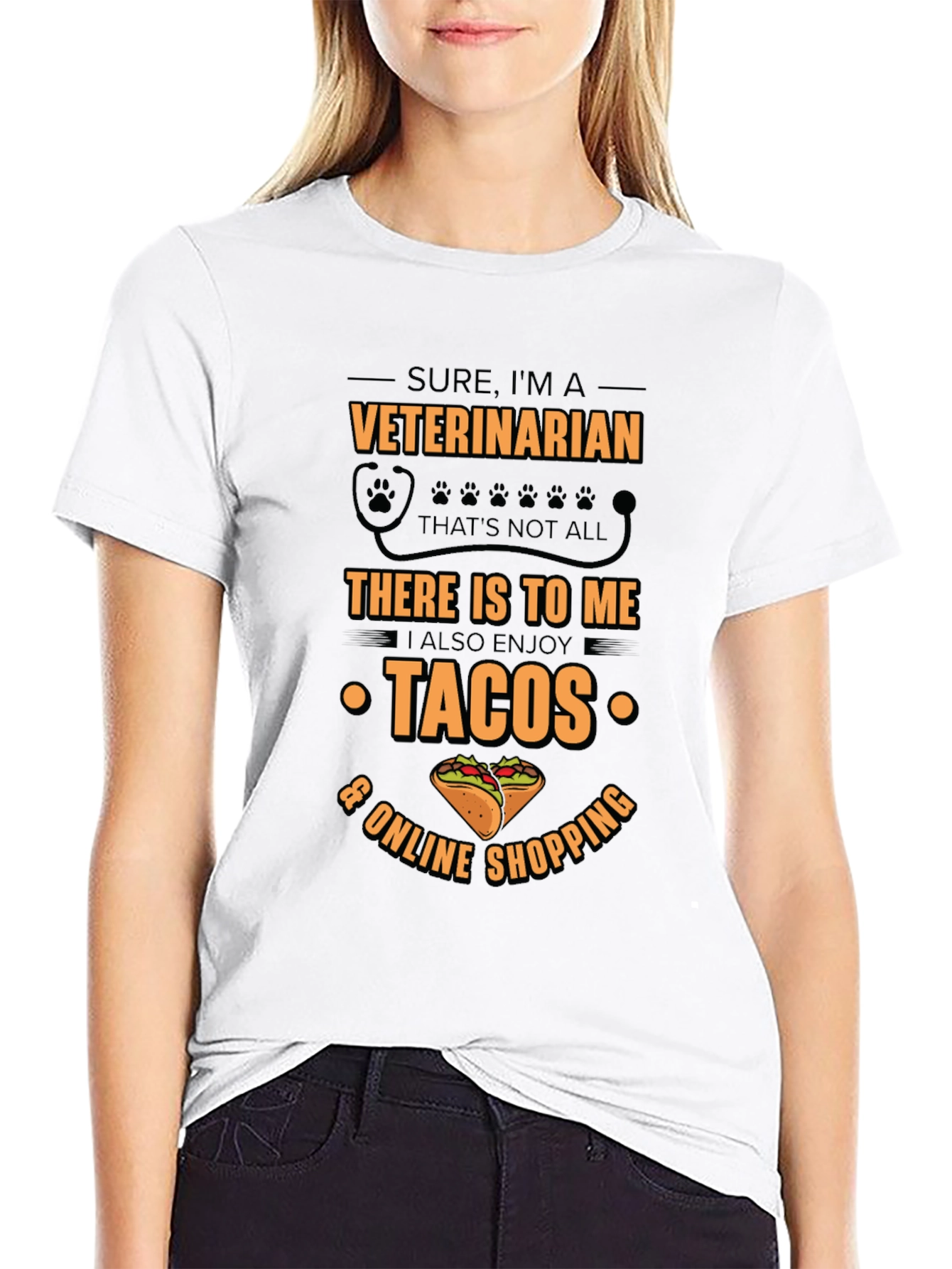 Veterinarian Tacos & Shopping Black T-Shirt