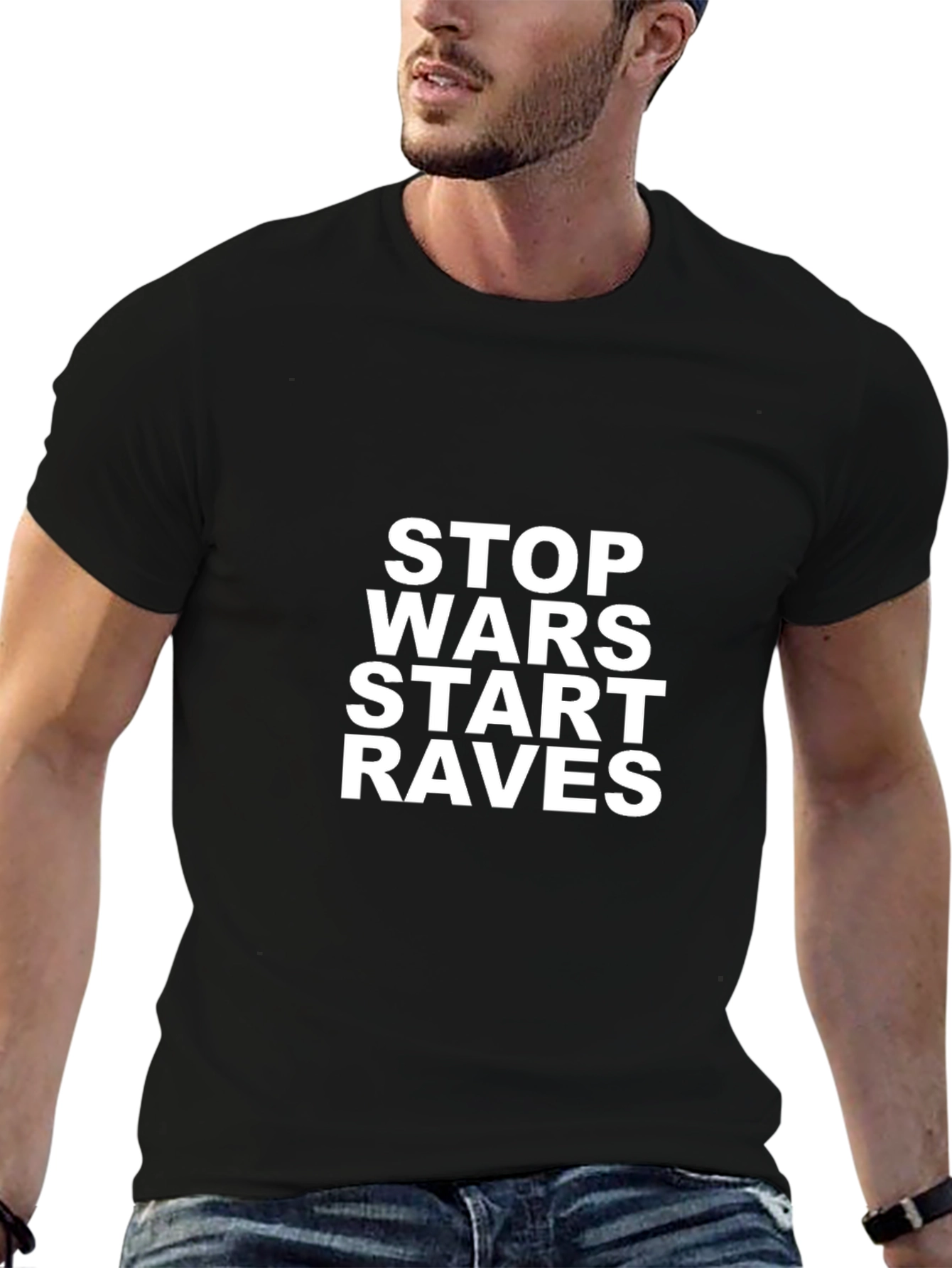 Stop Wars Start Raves Graphic Tee - Black