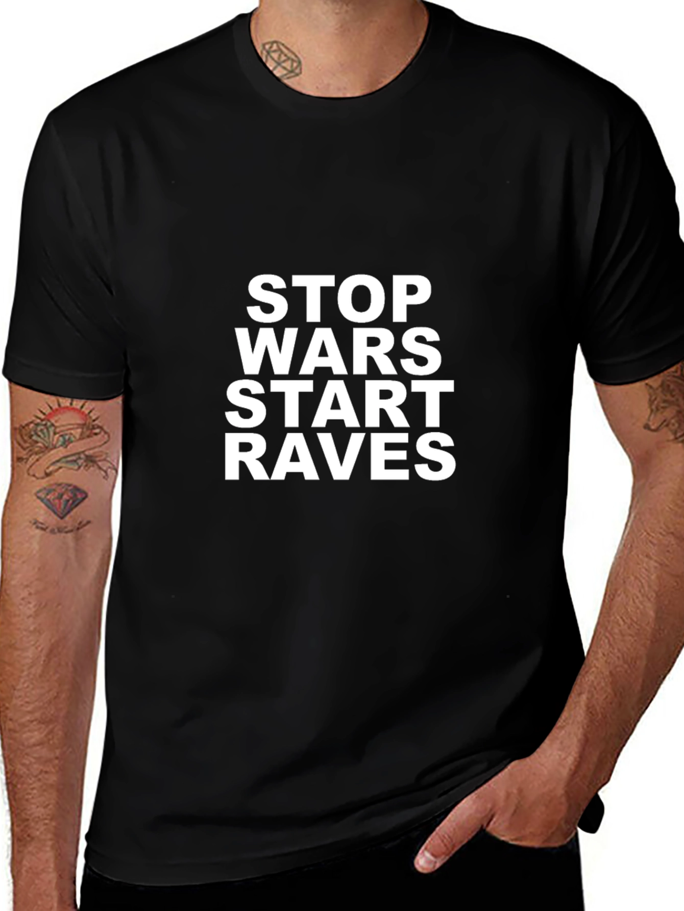 Stop Wars Start Raves Graphic Tee - Black