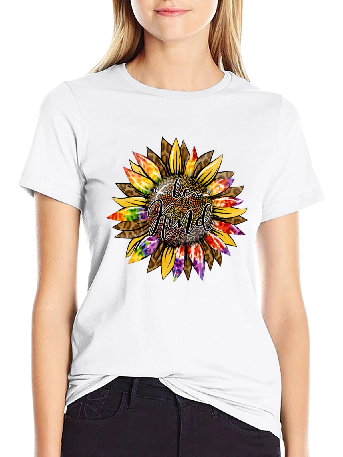 Be Kind Sunflower Graphic Tee - Trendy Casual Top