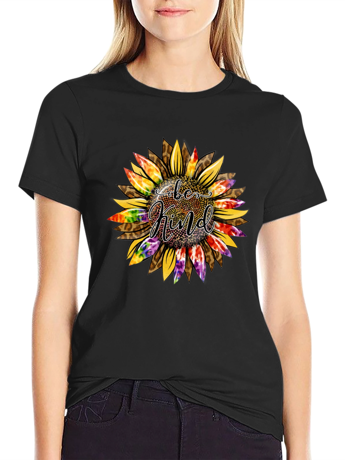 Be Kind Sunflower Graphic Tee - Trendy Casual Top