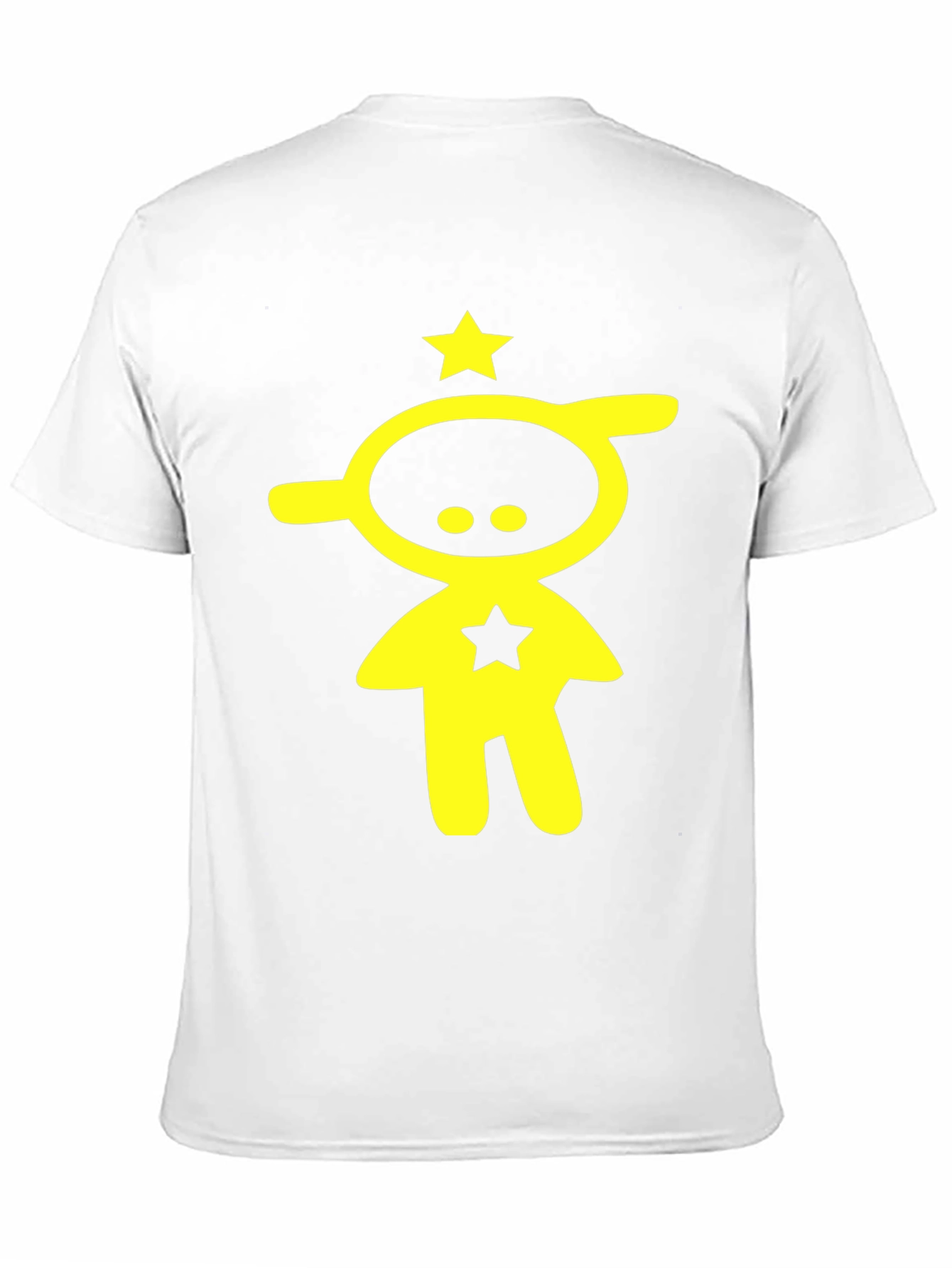 Abstract Yellow Star Character Black T-Shirt
