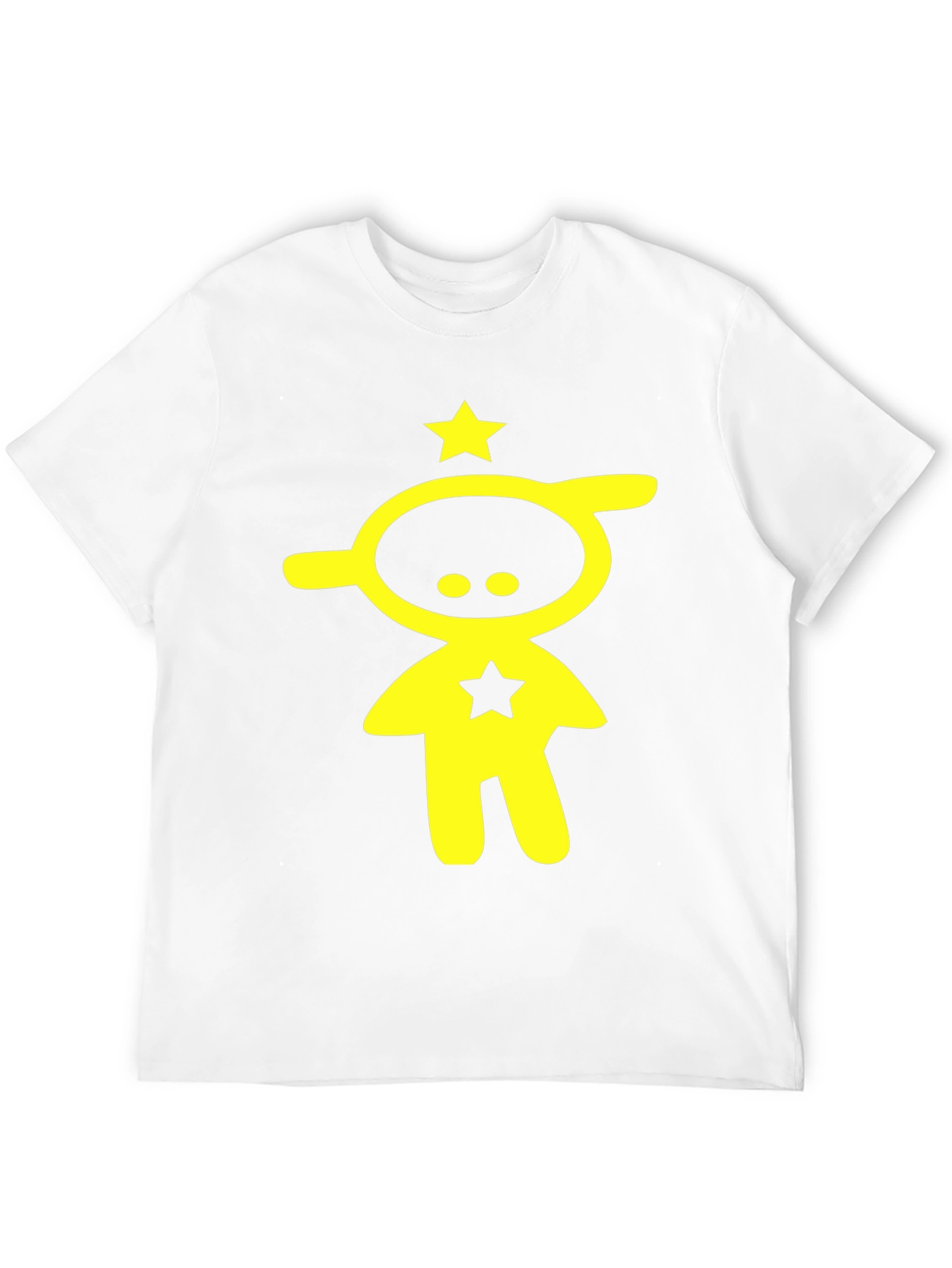 Abstract Yellow Star Character Black T-Shirt