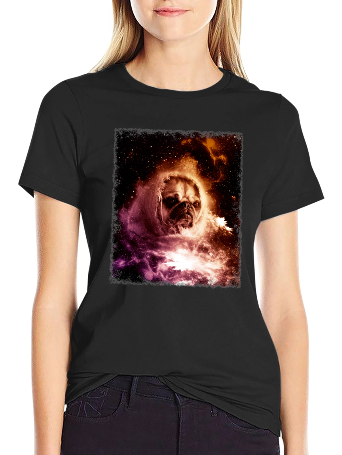 Cosmic Pug Graphic Tee - Black