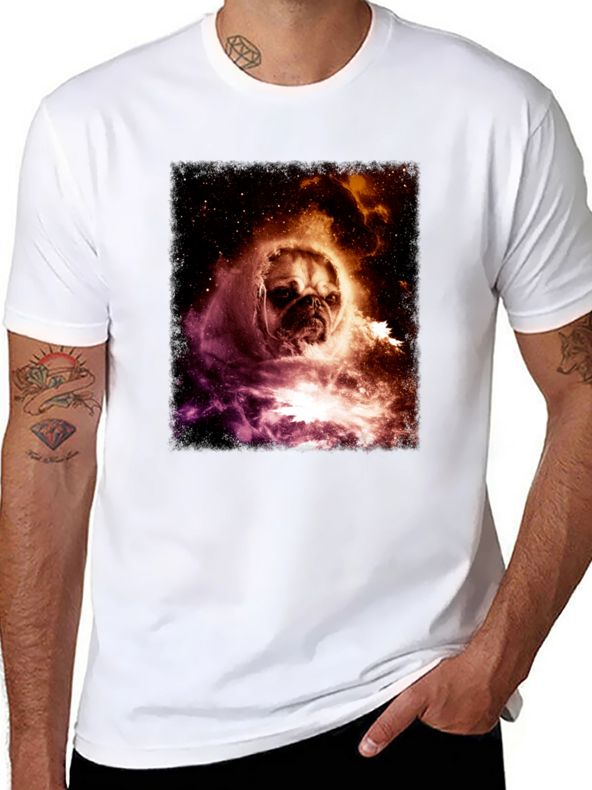 Cosmic Pug Graphic Tee - Black