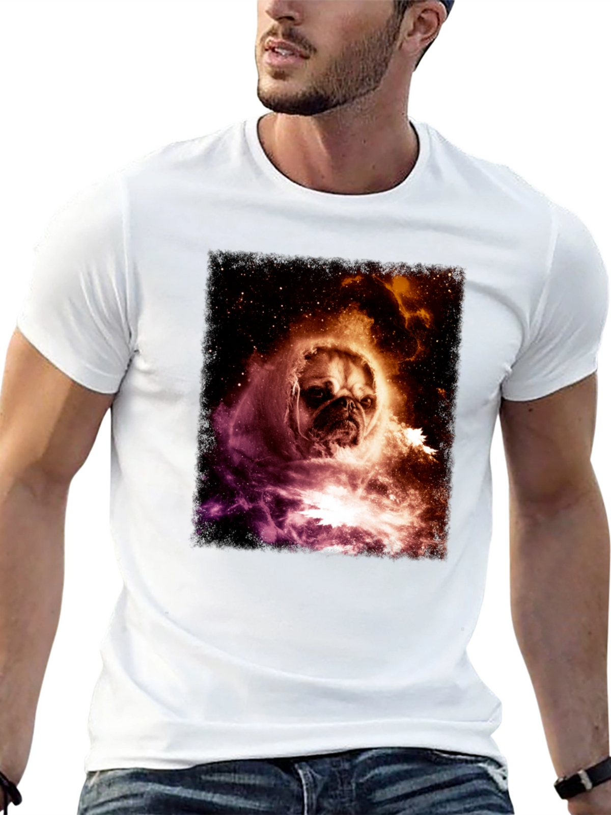 Cosmic Pug Graphic Tee - Black